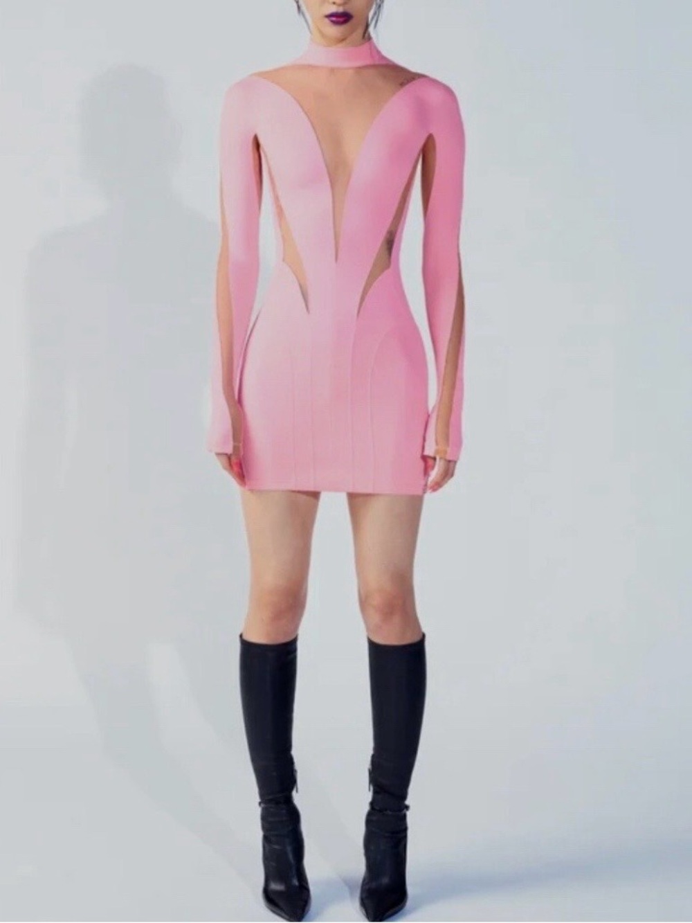Mugler x H&M Mesh Paneled Mini Dress